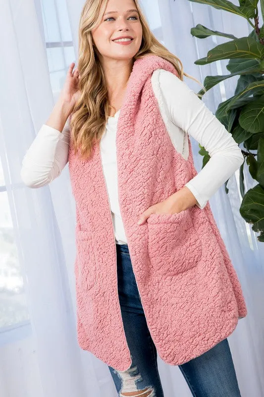 PINK SHERPA LONG VEST