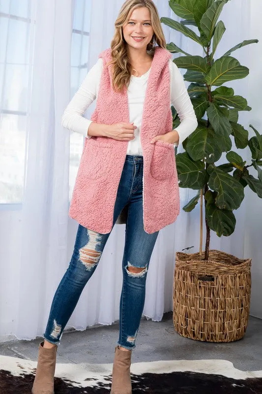 PINK SHERPA LONG VEST