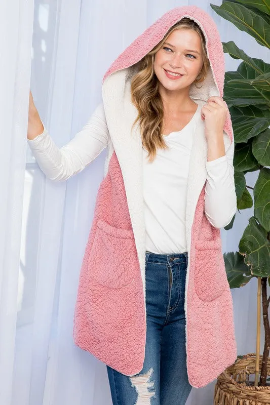 PINK SHERPA LONG VEST