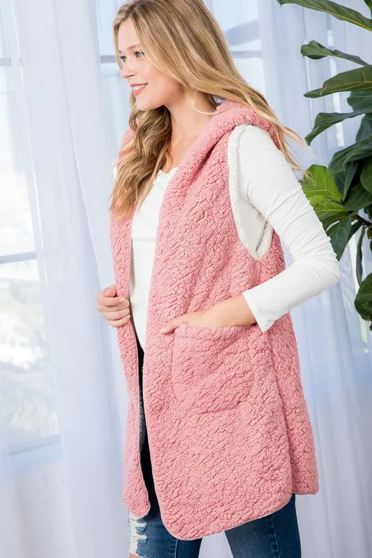 PINK SHERPA LONG VEST