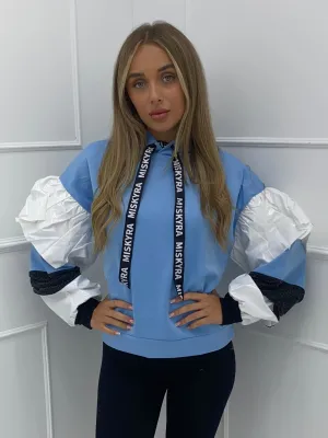 PVC Sleeve Hoodie - Baby Blue