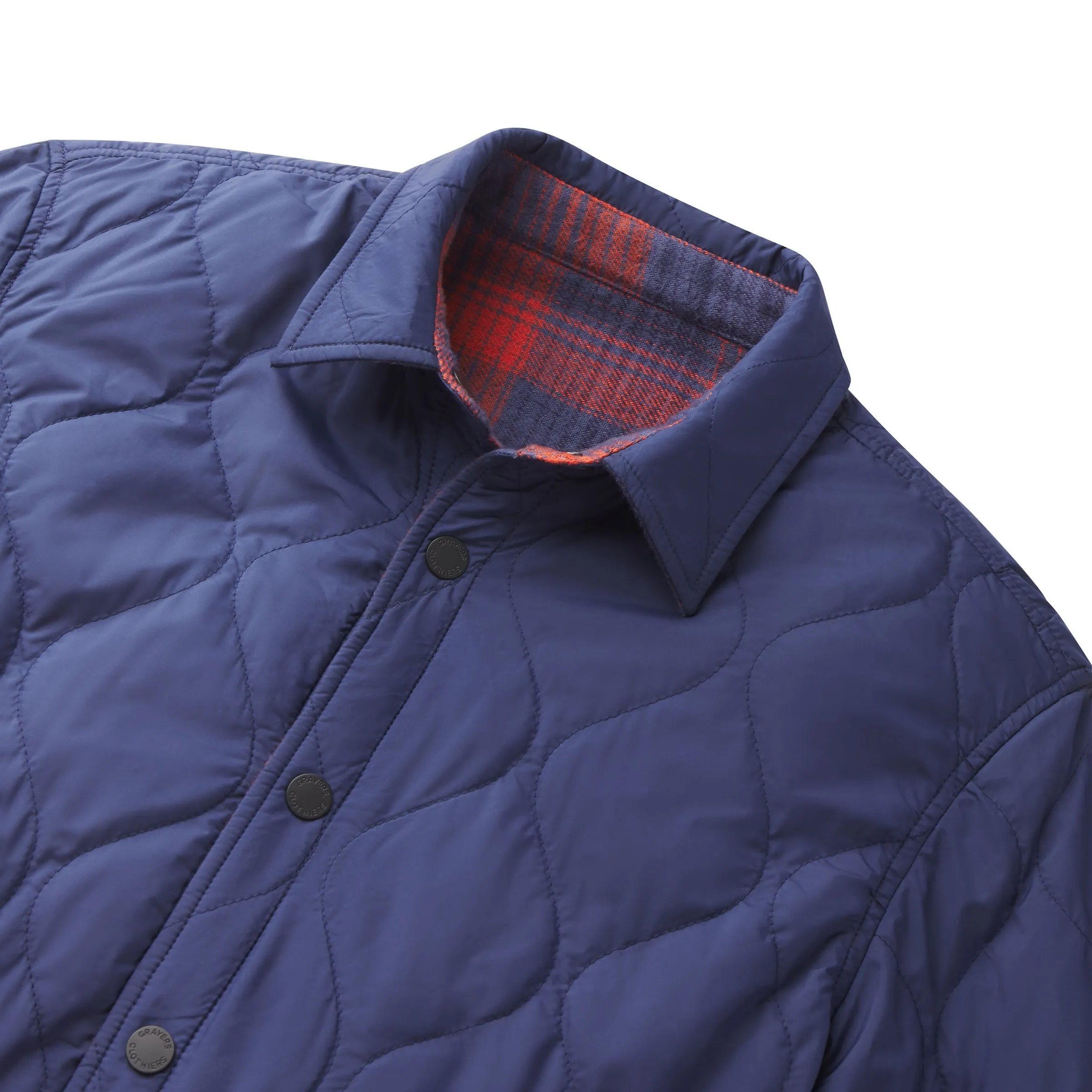 Quilted Flannel Reversible Shirt Jacket - Navy