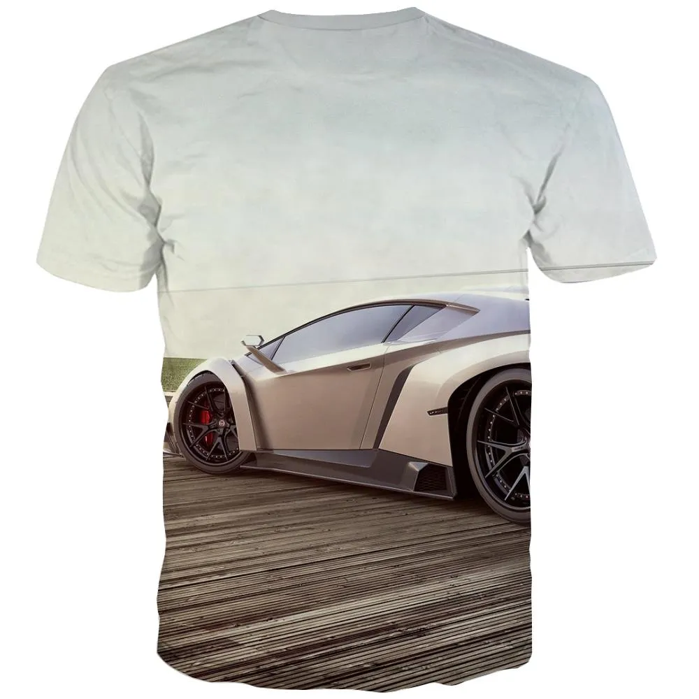 Racing Car T shirts Men Metal Shirt Print City T-shirts 3d Gray Tshirts Casual Retro T shirts Funny