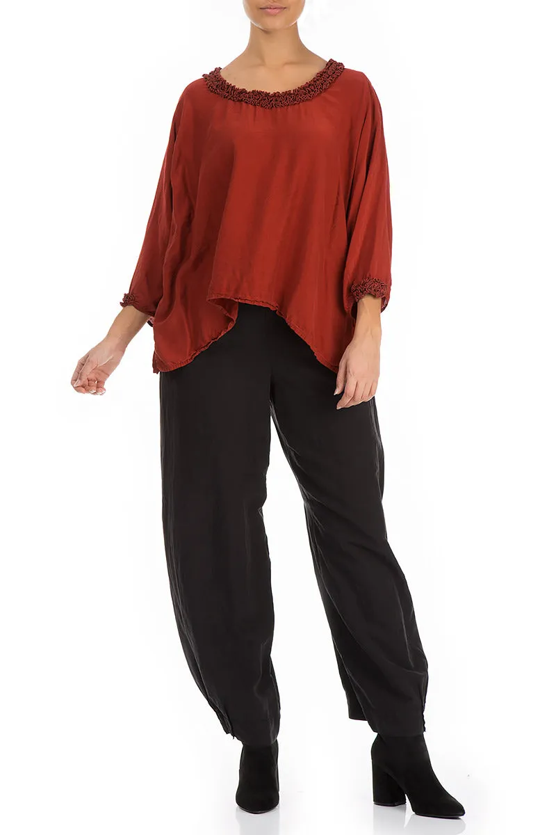 Romantic Brick Silk Bamboo Blouse