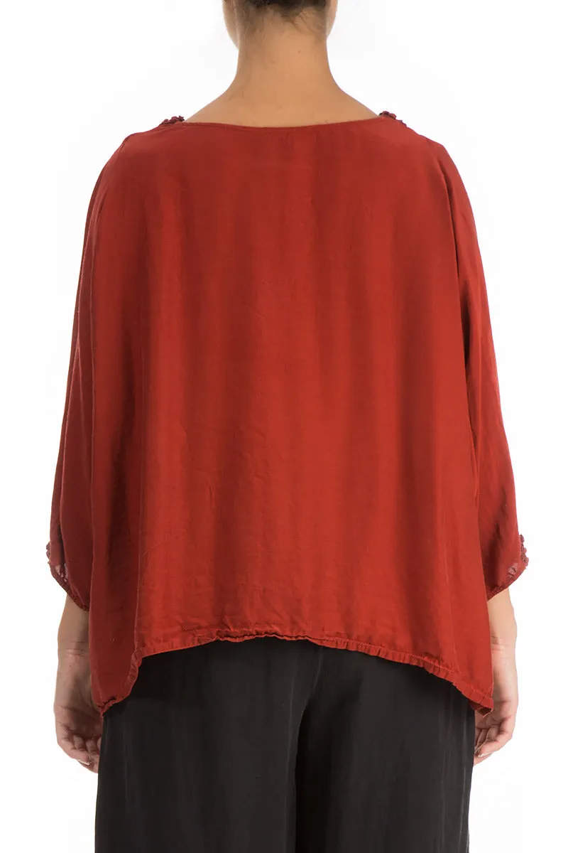 Romantic Brick Silk Bamboo Blouse