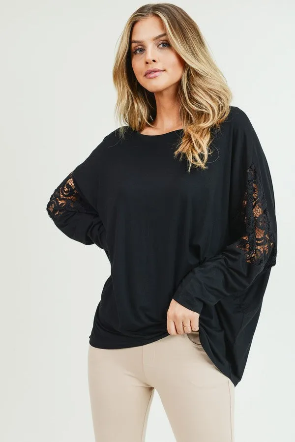 Romantic Idea Lace Dolman Sleeve Top