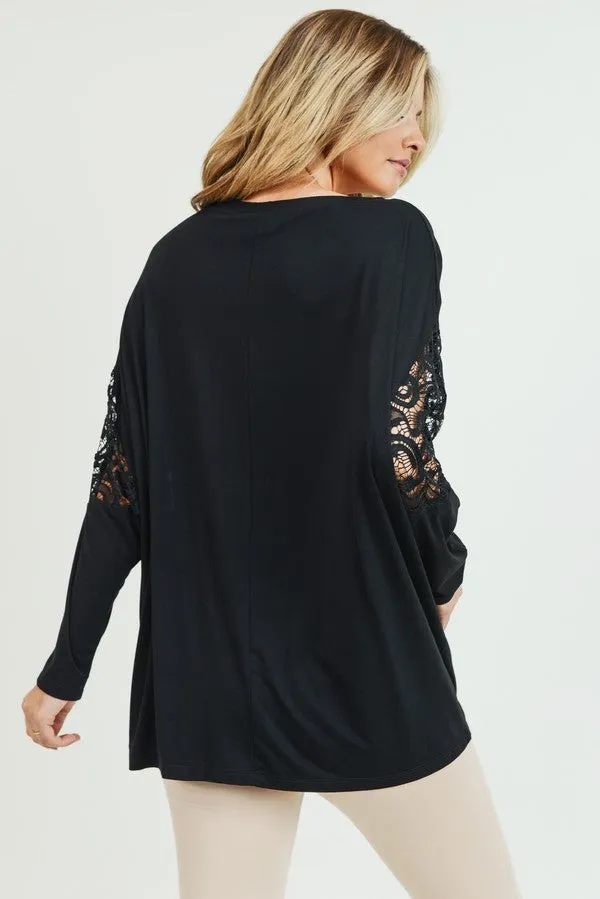 Romantic Idea Lace Dolman Sleeve Top