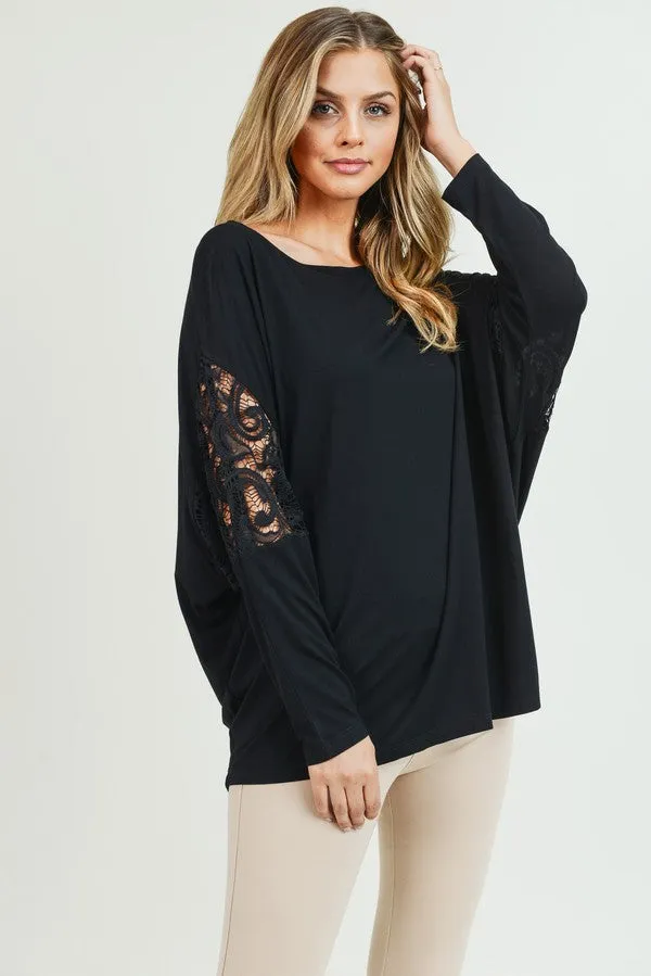 Romantic Idea Lace Dolman Sleeve Top