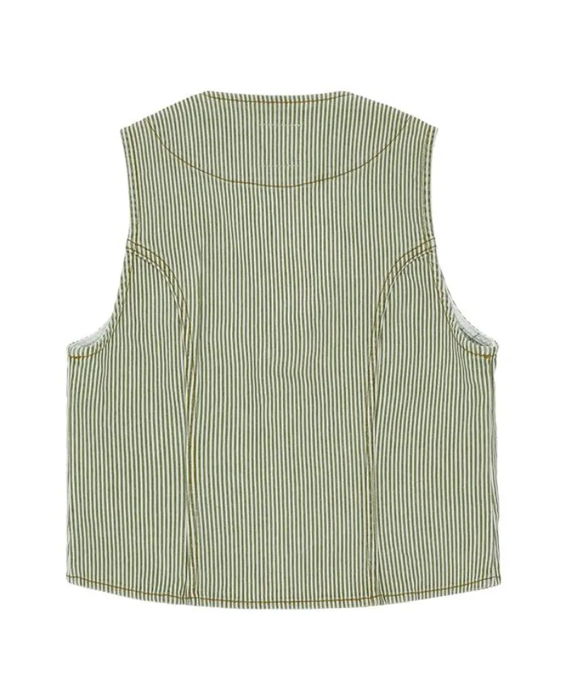 Seventy   Mochi Bea Khaki Stripe Waistcoat