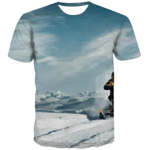 Ski T shirts Men White Shirt Print Movement Tshirt Printed Snowfield T-shirts 3d