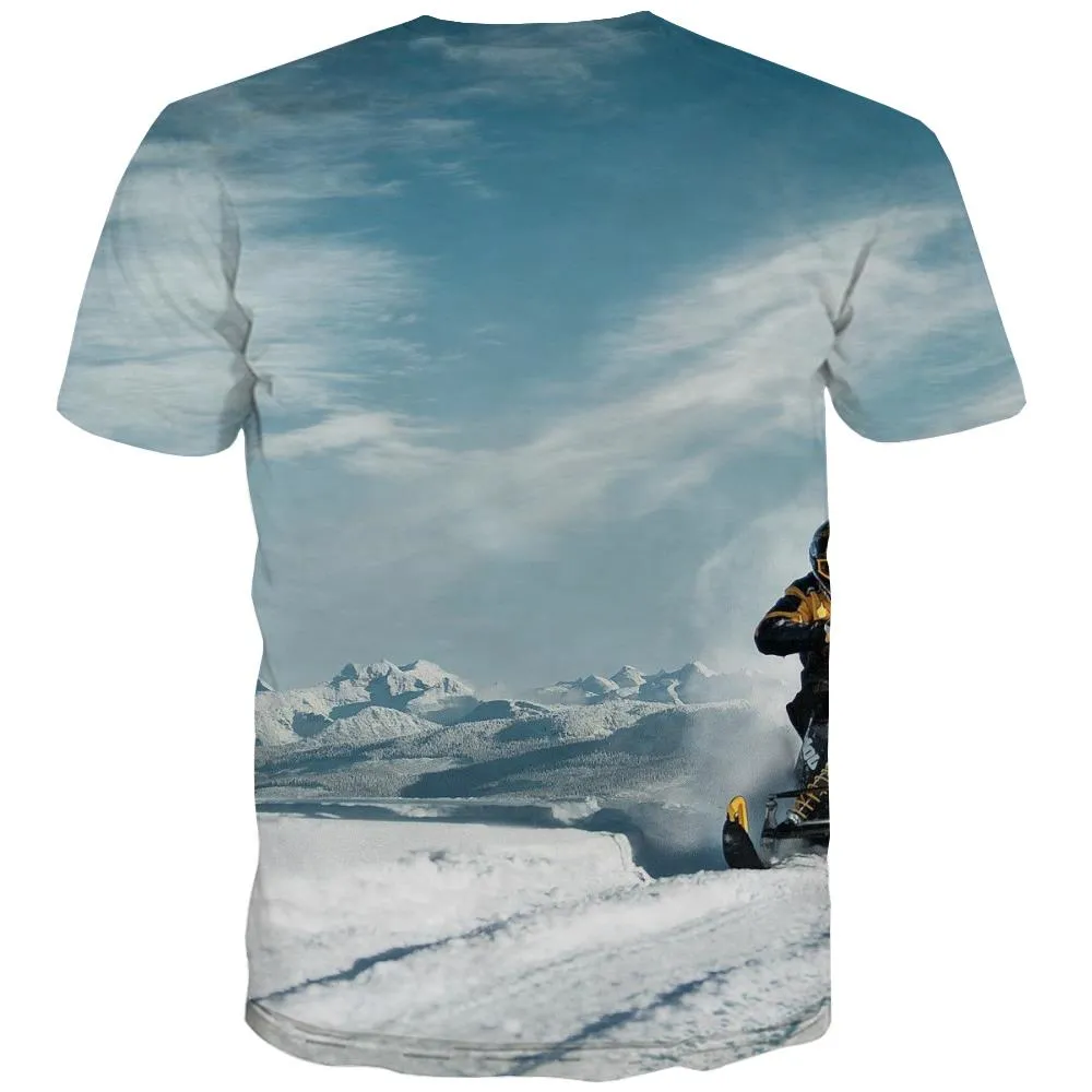 Ski T shirts Men White Shirt Print Movement Tshirt Printed Snowfield T-shirts 3d