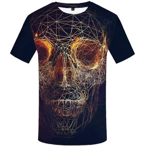 Skull T shirts Men Galaxy Space T shirts Funny Geometric Tshirt Anime Flame T-shirts Graphic Gothic Tshirt Printed Short Sleeve