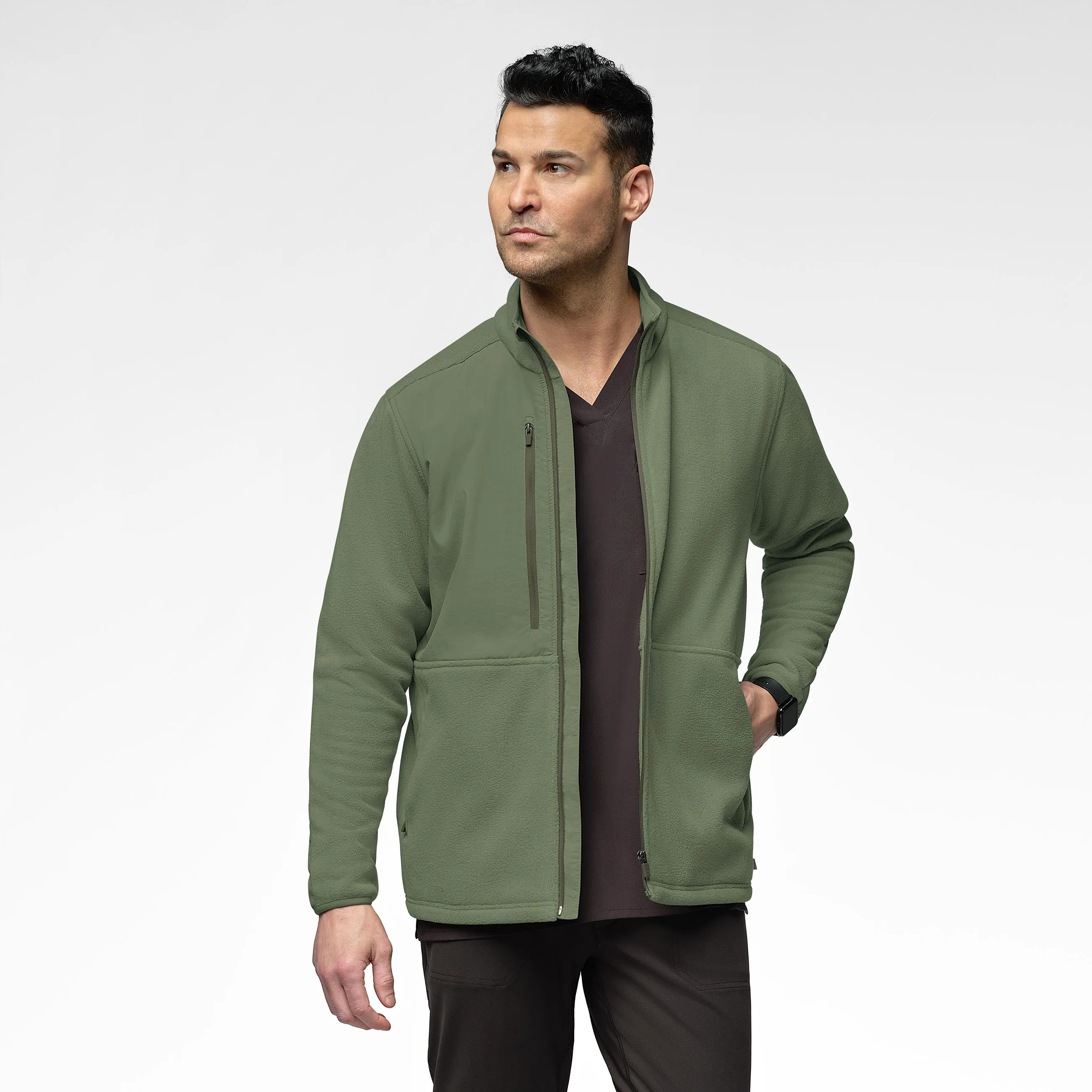 Slate Men's Micro Fleece Zip Jacket - Olive