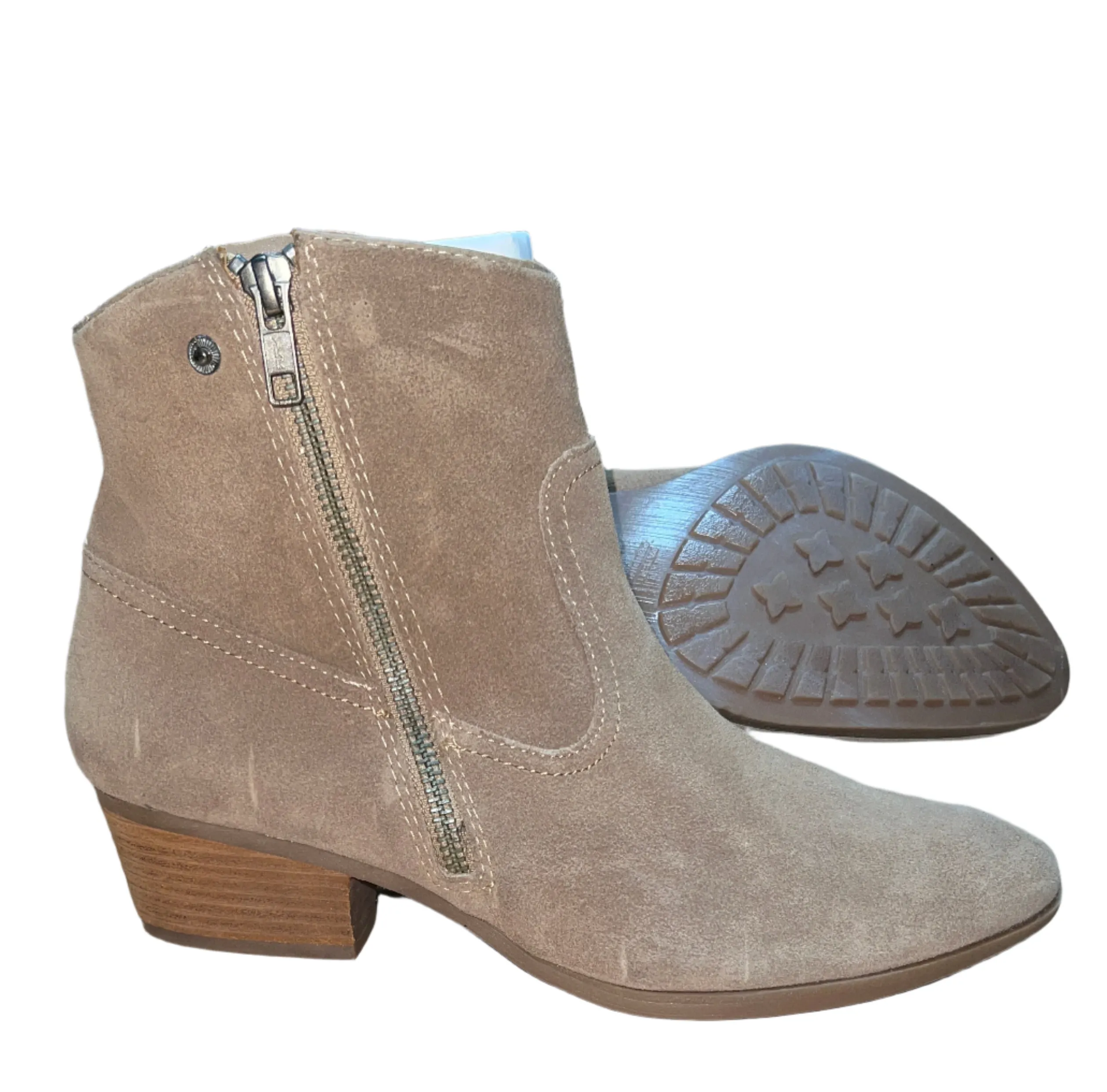 Sofft Womens Padma  Western  Bootie Taupe Velour Suede Stone  8M