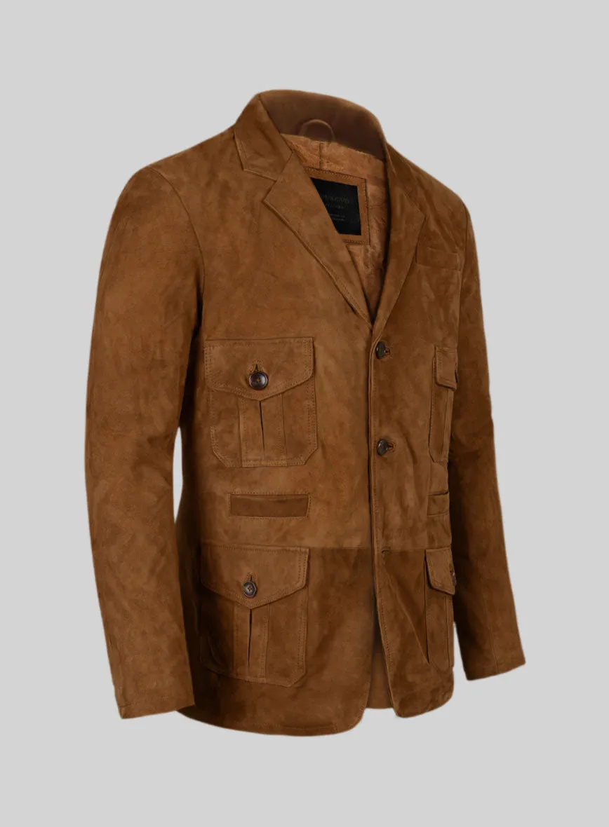 Soft Caramel Brown Suede Leather Blazer - #712