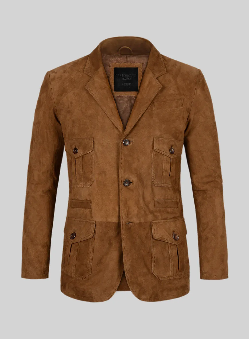 Soft Caramel Brown Suede Leather Blazer - #712