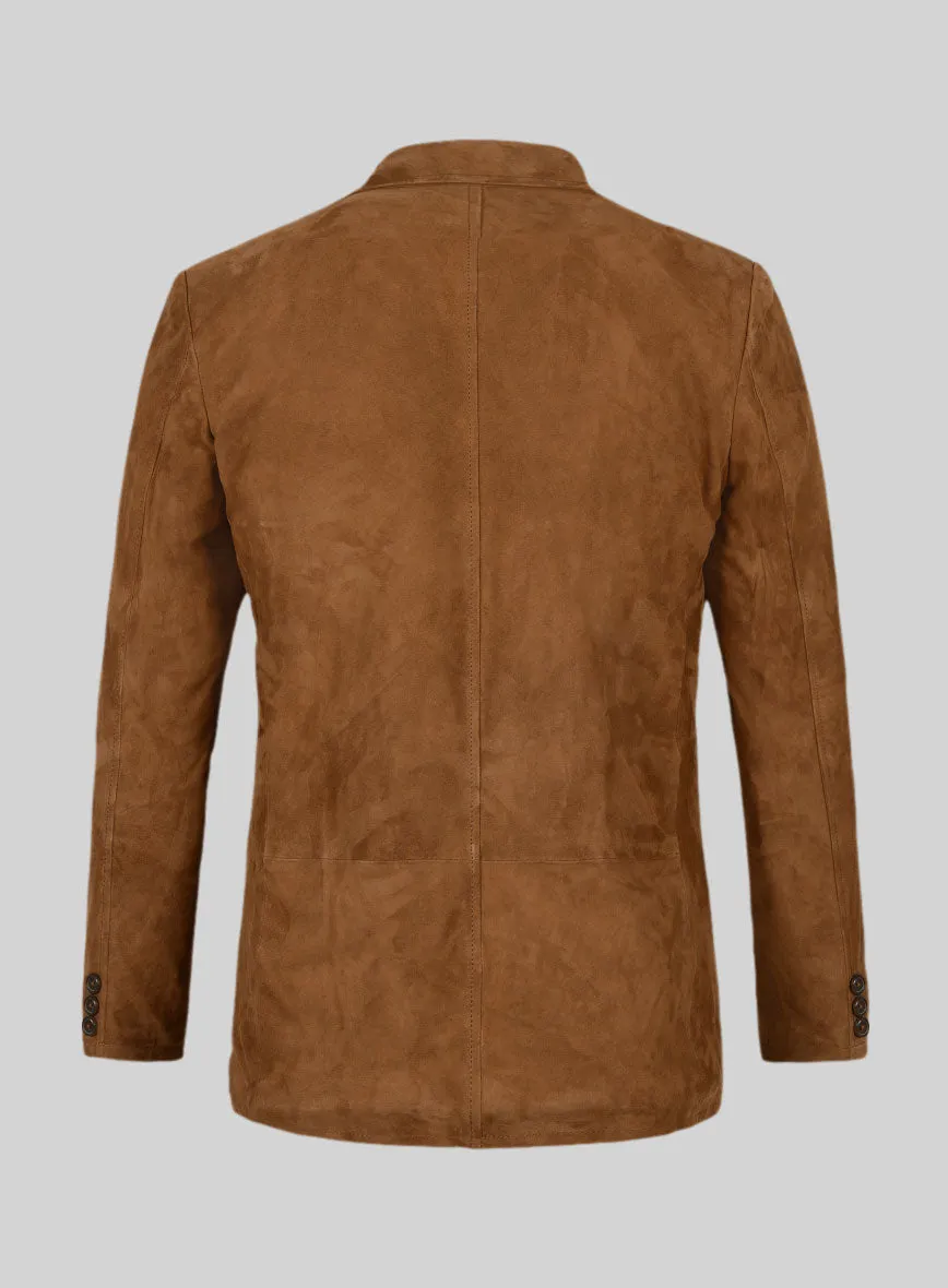 Soft Caramel Brown Suede Leather Blazer - #712