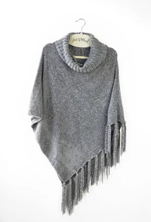 Soft Chenille Poncho - Grey