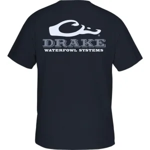 SS Drake Waterfowl  Logo Tee in Vintage Indigo Black Heather by Drake