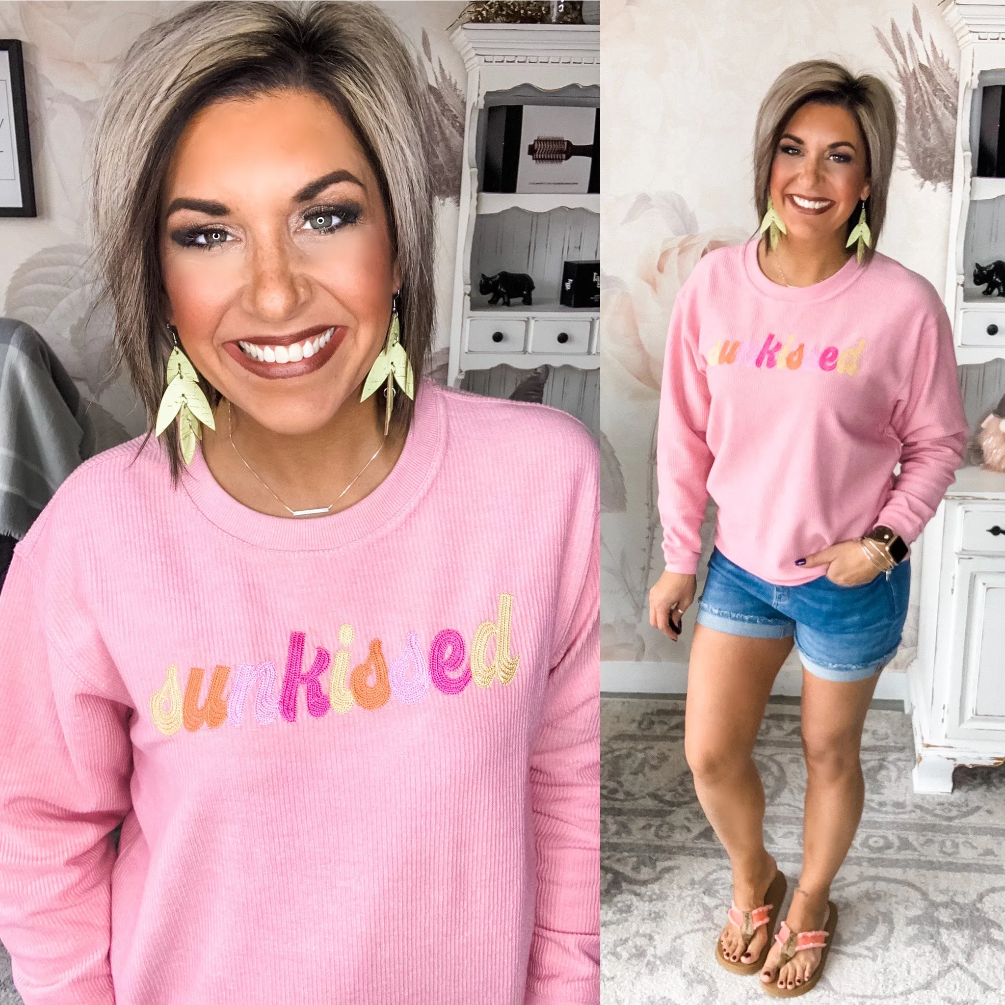 Sunkissed Embroidered Corded Sweatshirt