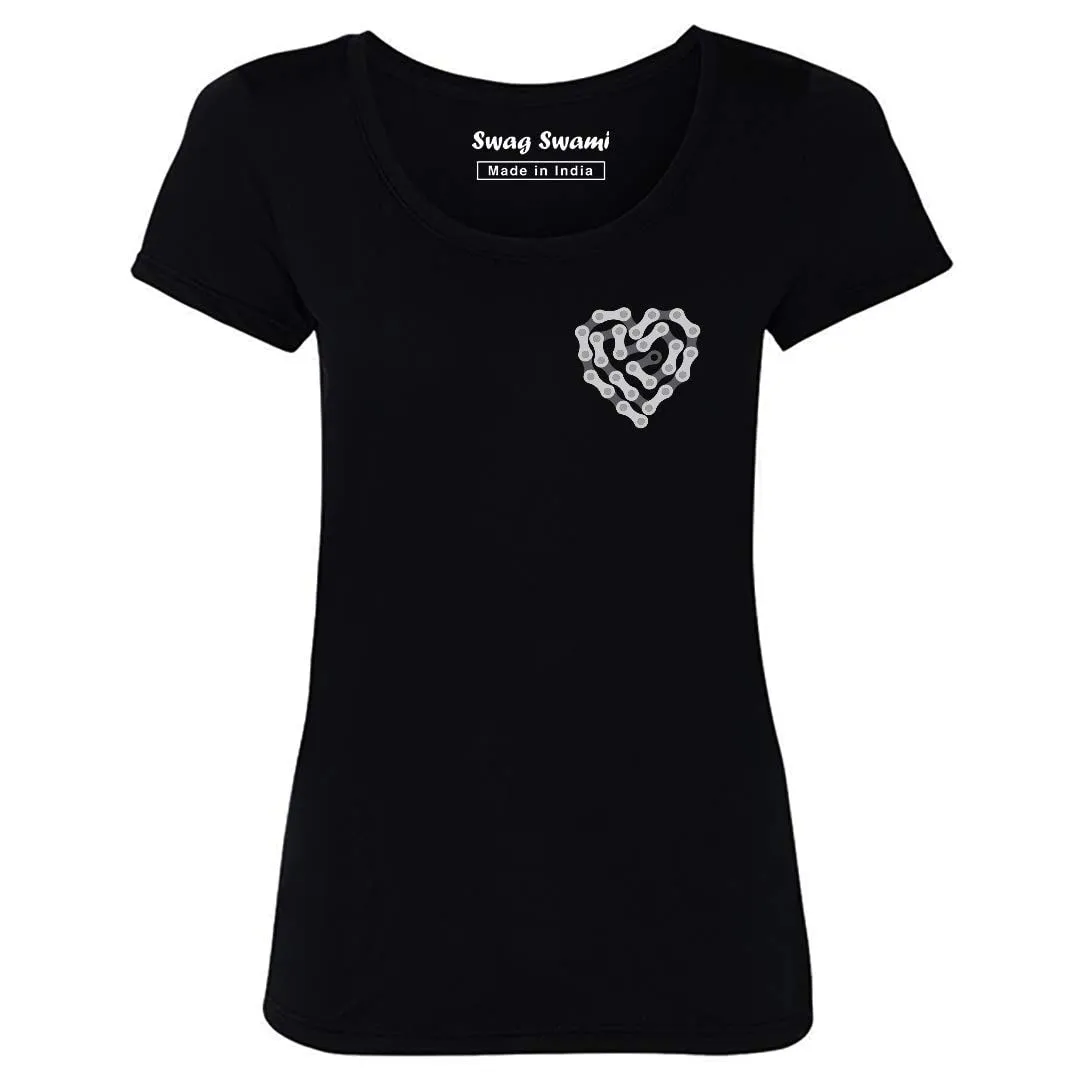 Swag Swami Women's  Bicycle Chain Heart T-Shirt