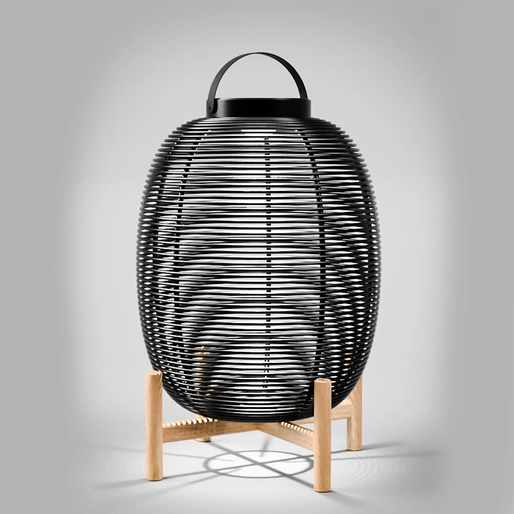 Tika Outdoor Lantern with Wood Base