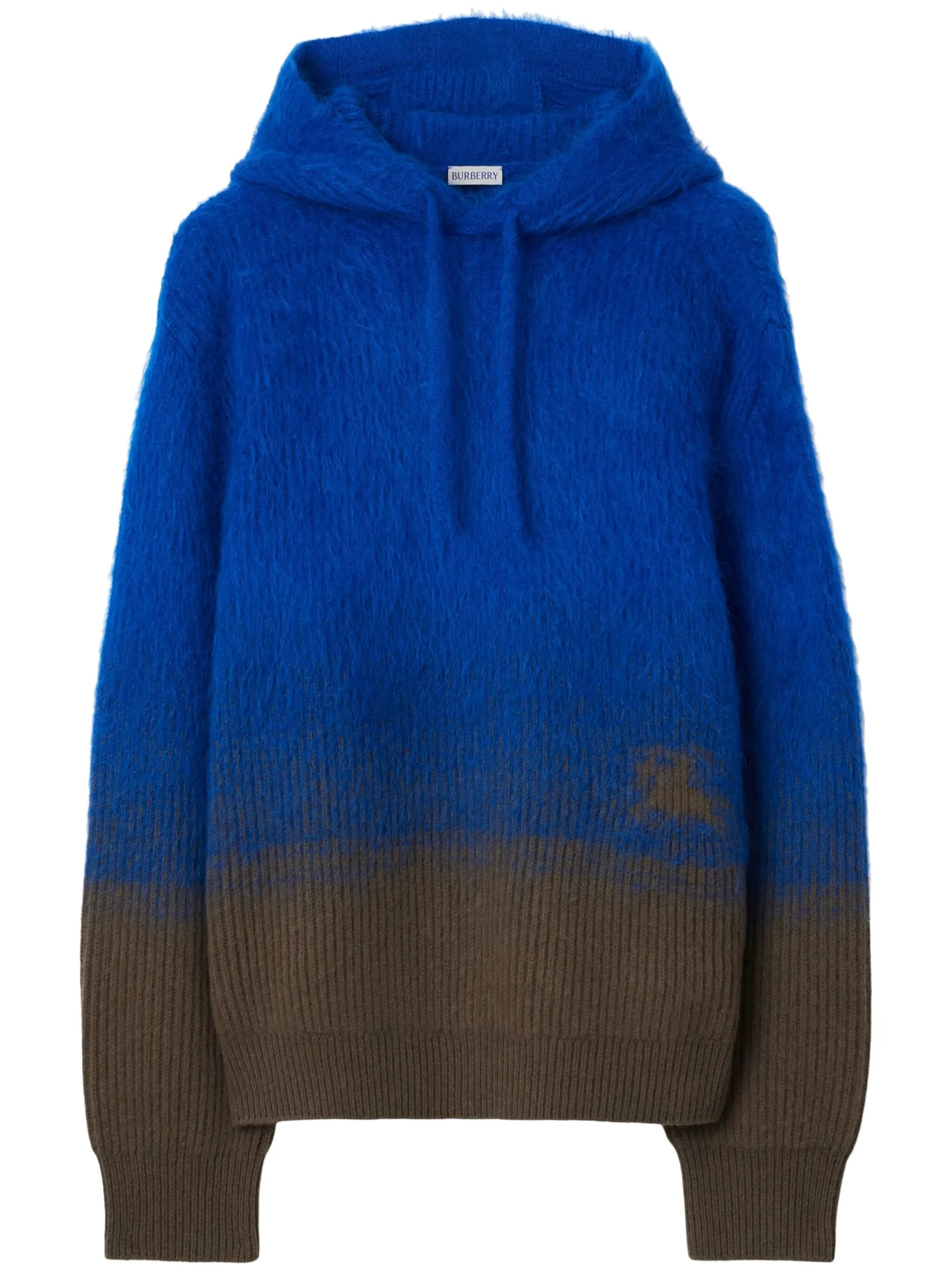 Two-Tone Hooded Sweater in Blue and Brown