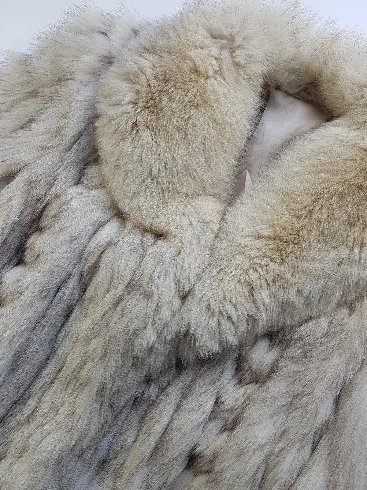 Vintage Saga Ice Blue / Grey Fox Fur Coat - Soft & Dreamy - Full Length