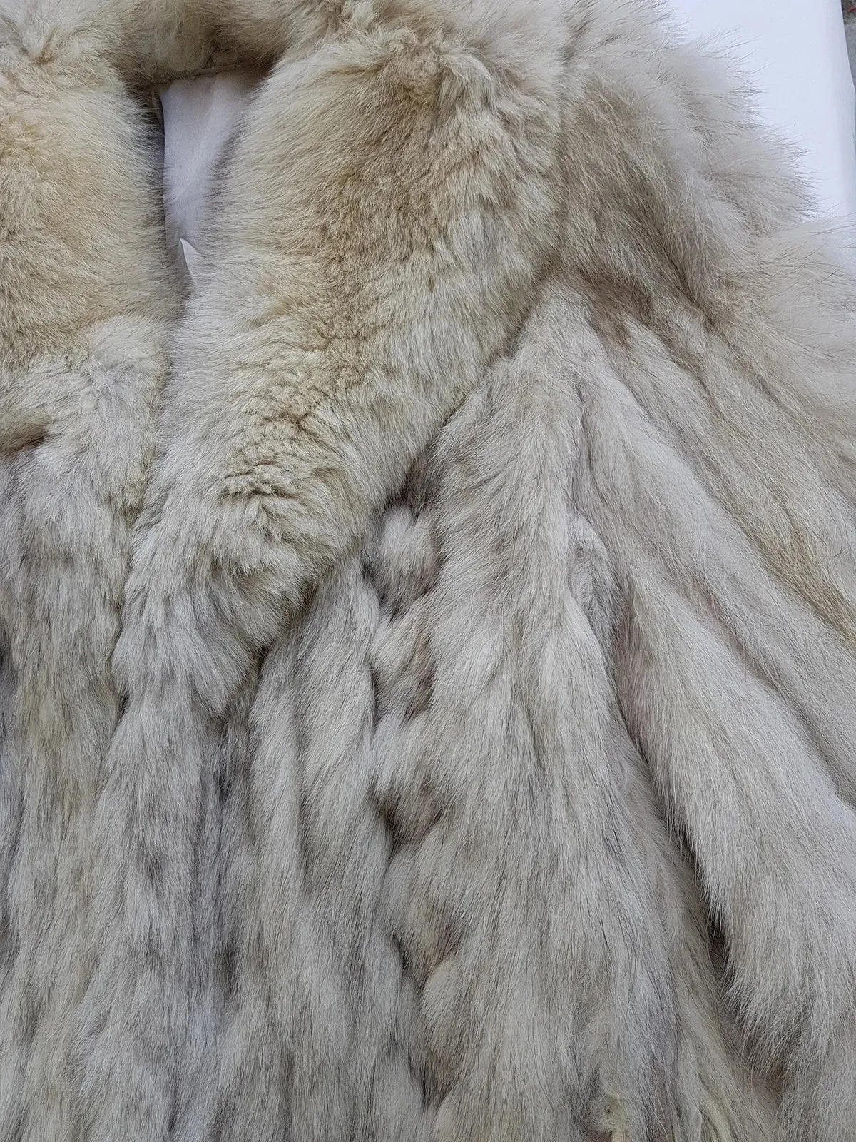 Vintage Saga Ice Blue / Grey Fox Fur Coat - Soft & Dreamy - Full Length