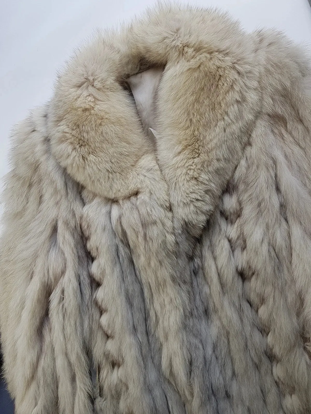 Vintage Saga Ice Blue / Grey Fox Fur Coat - Soft & Dreamy - Full Length