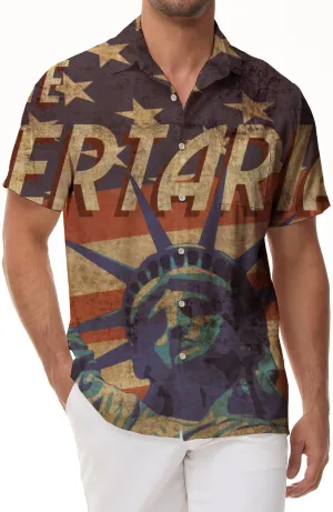 Vintage Statue of Liberty Newspaper Men's Short Sleeve Shirt 3D Printed Long Sleeve Shirt Four Seasons Hawaiian Short Sleeve Shirt Tops