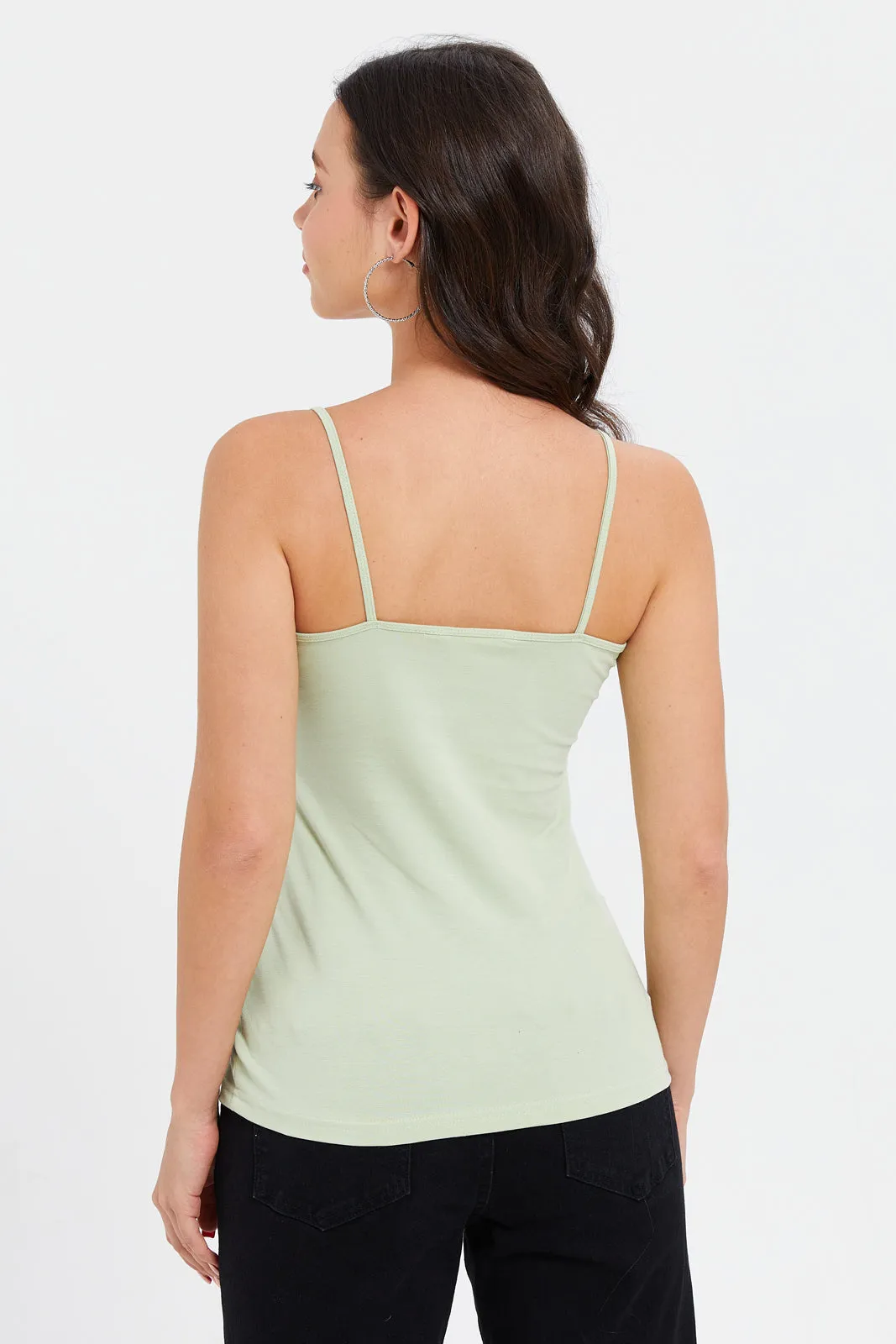 Women Mint Plain Strappy Vest