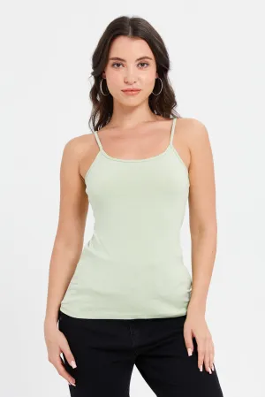 Women Mint Plain Strappy Vest