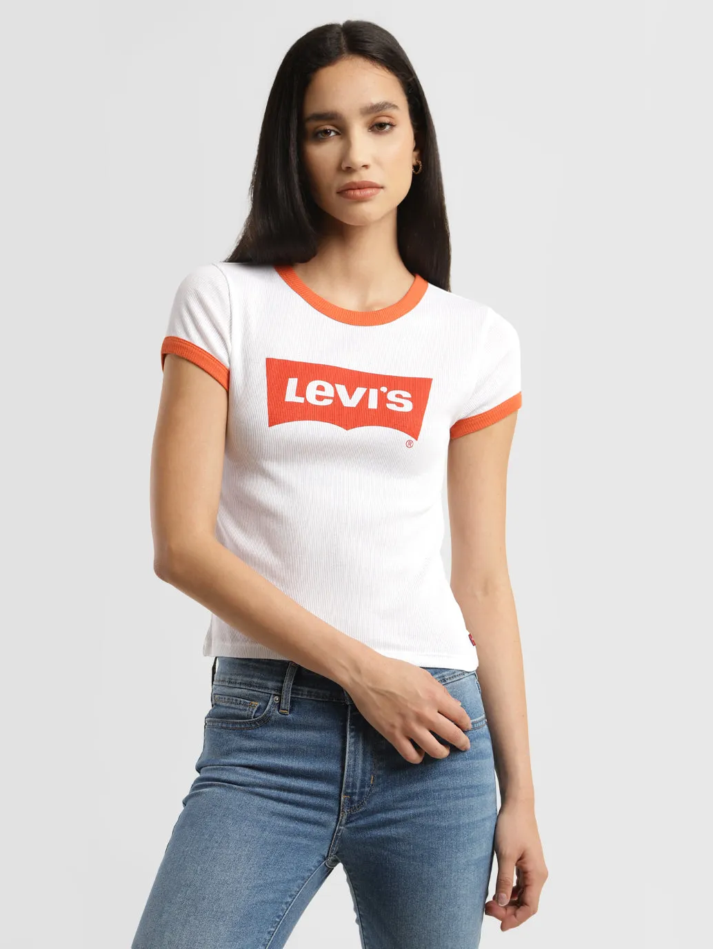 Women's Brand Logo Ringer Rib T Shirts