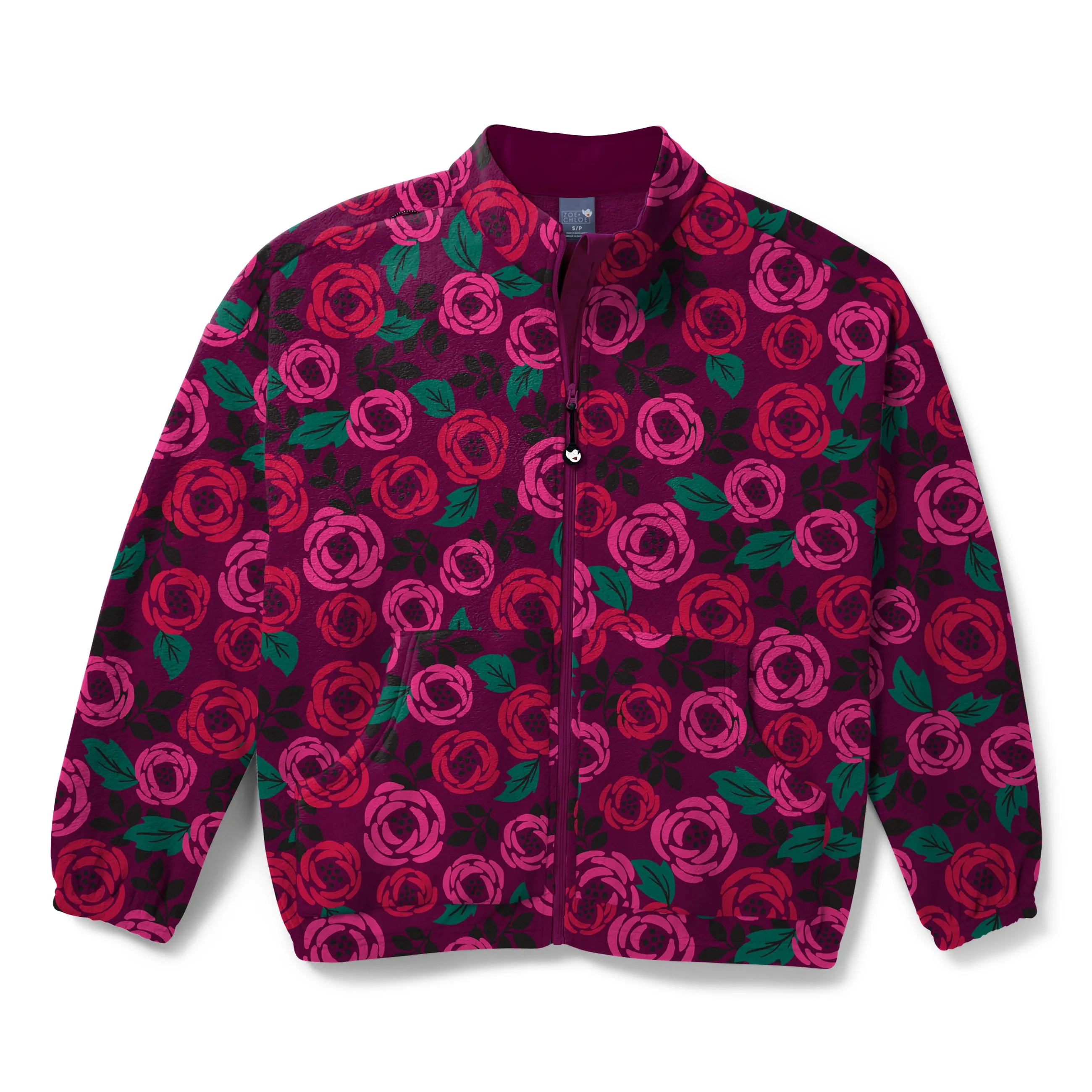 Zoe Chloe Boxy Fit Printed Fleece Jacket - Rosey Posey